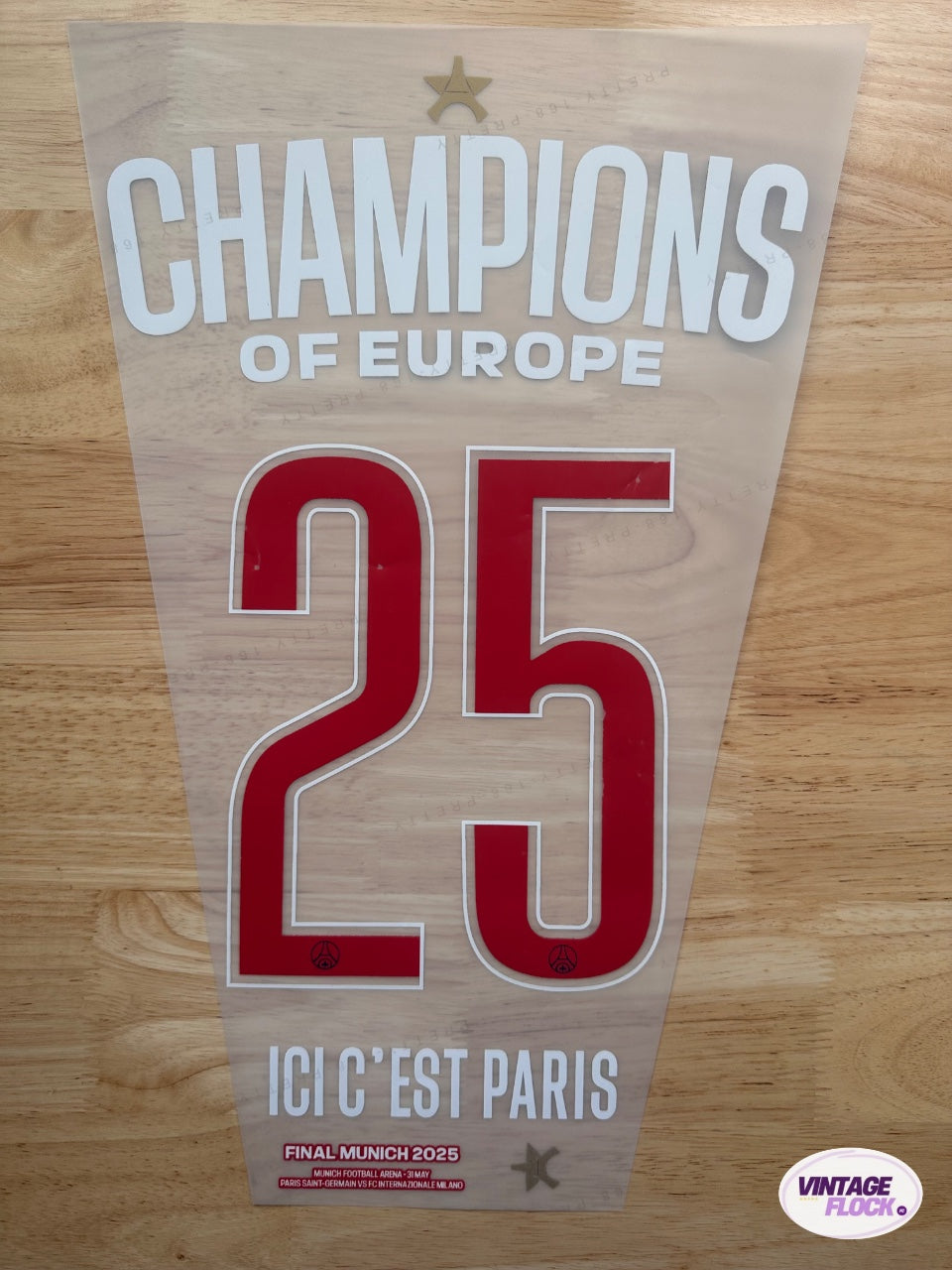 Flocage Champions D'Europe 2025 PSG vintage