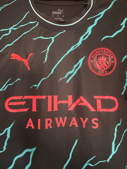 Maillot Manchester City Third 2023-2024 Haaland The Black Eye Patch vintage - photo 3