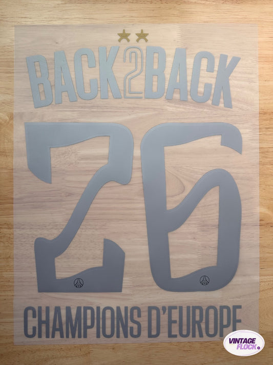 Flocage Back to Back N°26 PSG 2025-2026 LDC Fourth vintage