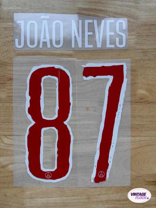 Flocage Joao Neves N°87 PSG 2024-2025 LDC Domicile vintage