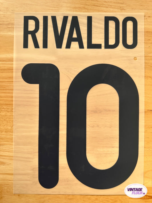 Flocage Rivaldo N°10 FC Barcelone 2000-2002 Exterieur vintage