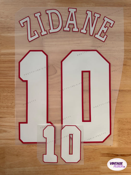 Flocage Zidane N°10 France 1996 Domicile vintage